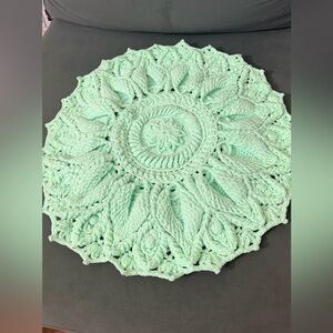 Mint Green Crochet Round Throw